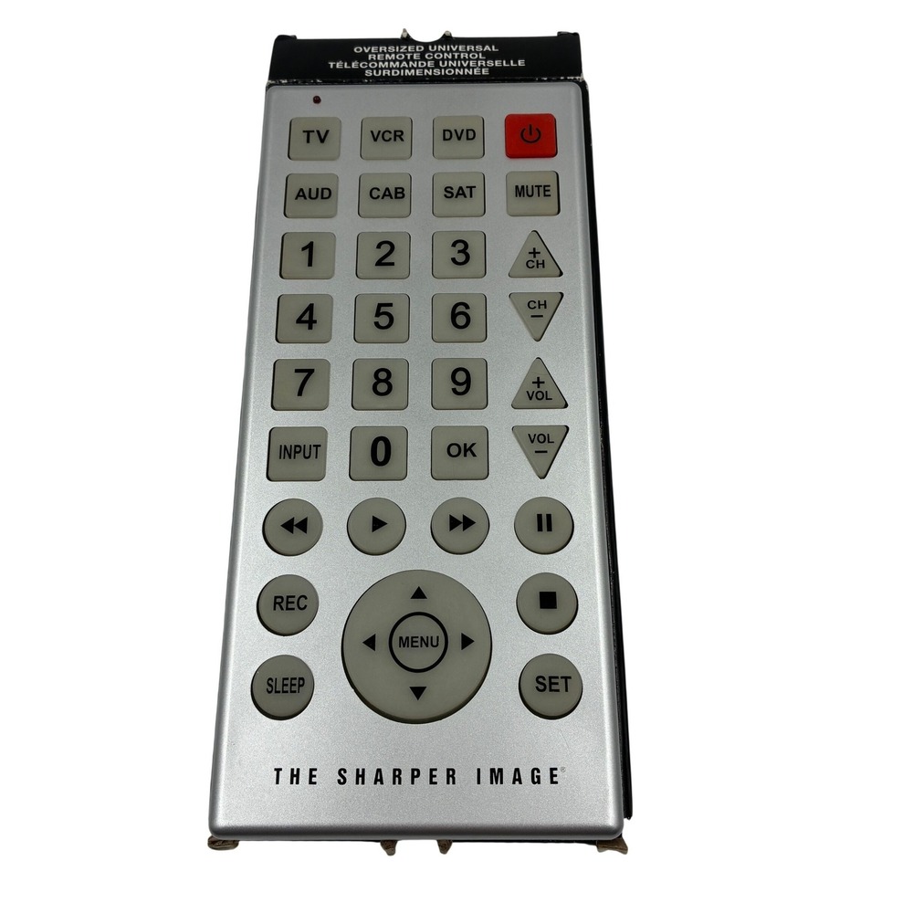 The Sharper Image Oversized Universal Remote Control Silver TV VCR DVD SAT MUTE‎